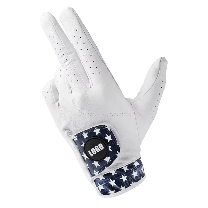Guant de golf premium de pell Cabretta de colors per a golfistes Personalitzeu el disseny i el logotip de la fàbrica OEM