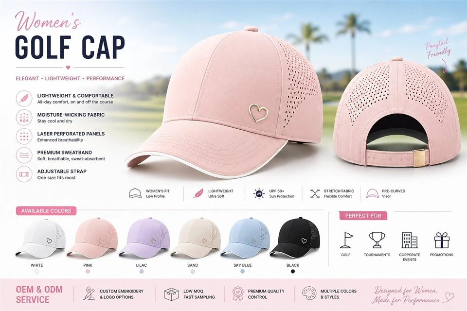 Custom Women's Ponytail Golf Cap | Breathable Performance Sports Hat OEM Manufacturer factory
